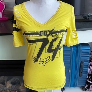 NWOT Fox Racing V-Neck Distressed Tee